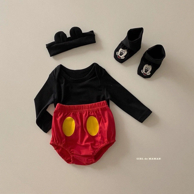 CIEL DE MAMAN - Korean Children Fashion - #Kfashion4kids - Baby Mickey Bodysuit with Bloomer, Shoes & Hairband - 5