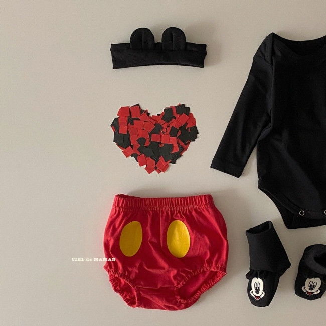 CIEL DE MAMAN - Korean Children Fashion - #Kfashion4kids - Baby Mickey Bodysuit with Bloomer, Shoes & Hairband - 6