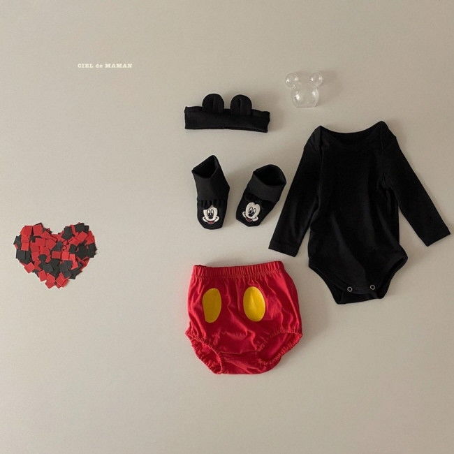 CIEL DE MAMAN - Korean Children Fashion - #Kfashion4kids - Baby Mickey Bodysuit with Bloomer, Shoes & Hairband - 8