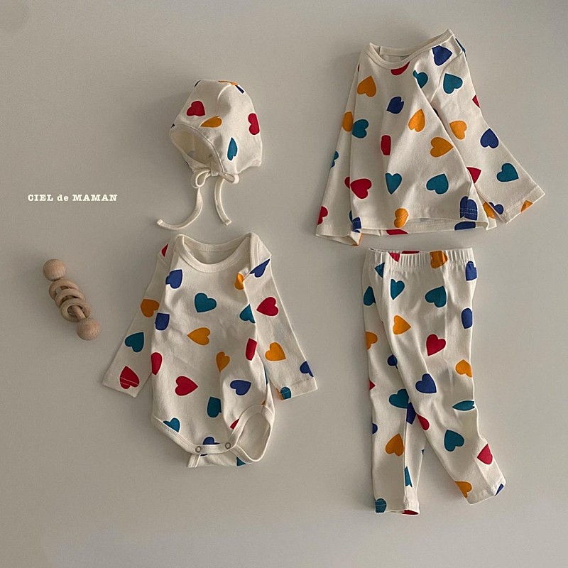 CIEL DE MAMAN - Korean Children Fashion - #Kfashion4kids - Rainbow Heart Bodysuit