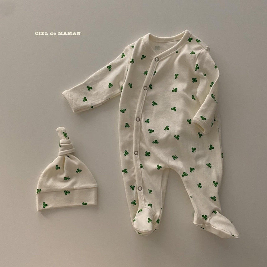 CIEL DE MAMAN - Korean Children Fashion - #Kfashion4kids - Clover Bodysuit with Leggings & Bonnet
