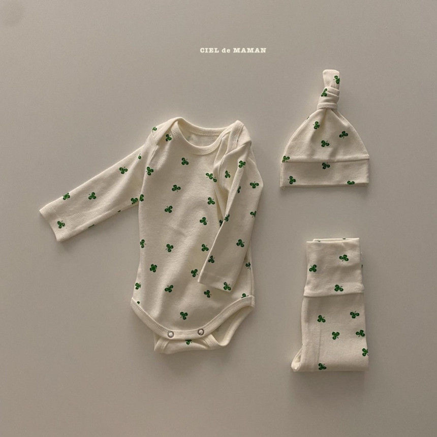 CIEL DE MAMAN - Korean Children Fashion - #Kfashion4kids - Clover Bodysuit with Leggings & Bonnet - 5