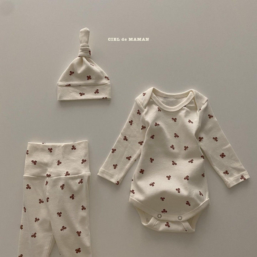 CIEL DE MAMAN - Korean Children Fashion - #Kfashion4kids - Clover Bodysuit with Leggings & Bonnet - 6