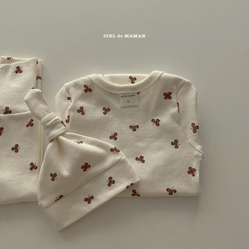 CIEL DE MAMAN - Korean Children Fashion - #Kfashion4kids - Clover Bodysuit with Leggings & Bonnet - 8