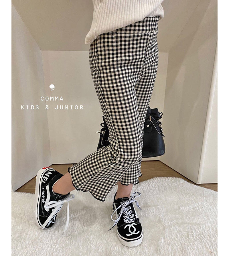 COMMA - Korean Children Fashion - #Kfashion4kids - Check Bootscut Pants