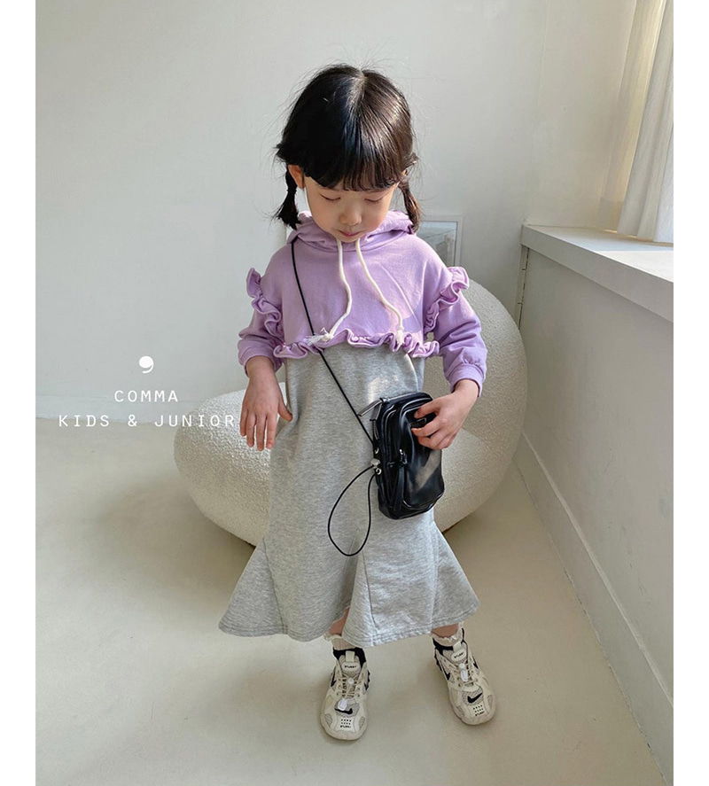 COMMA - Korean Children Fashion - #Kfashion4kids - Colored Hood Long One-piece