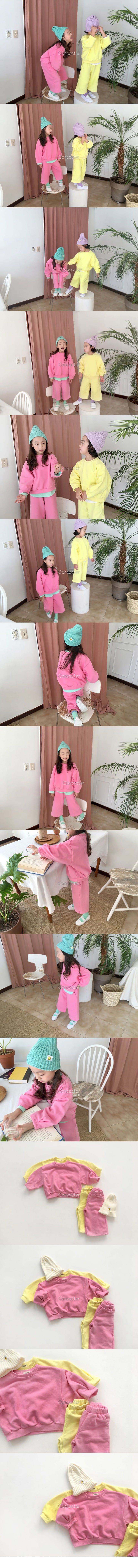 CONCOCTER - Korean Children Fashion - #Kfashion4kids - Sleeve Winkle Top Bottom Set - 2