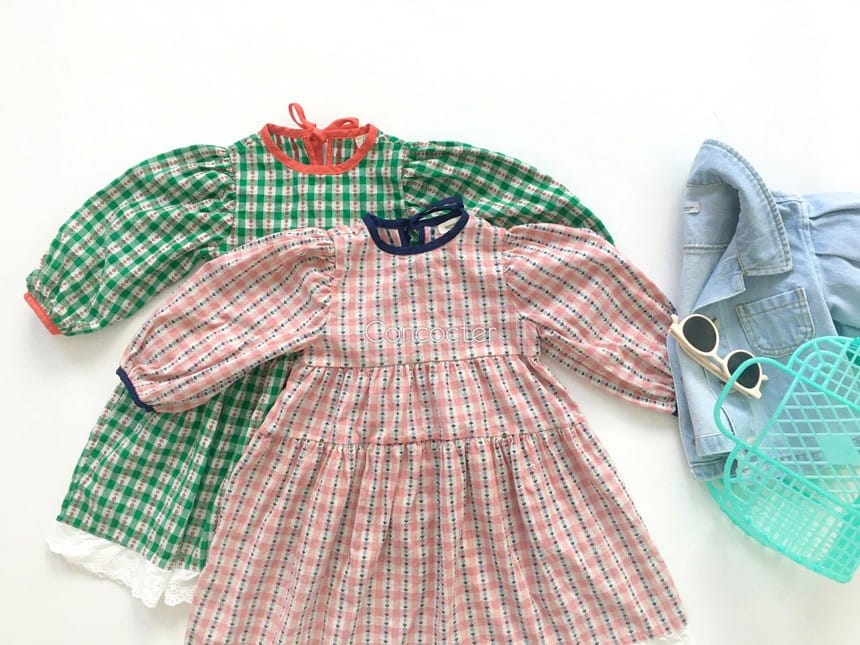 CONCOCTER - Korean Children Fashion - #Kfashion4kids - Check Flower One-piece