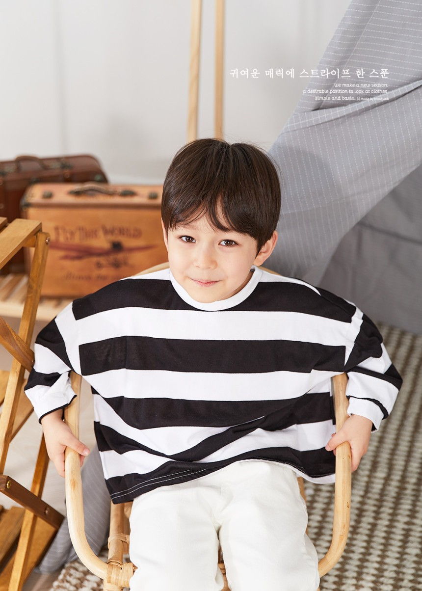 CREAMCOK - Korean Children Fashion - #Kfashion4kids - Bold Stripe Tee