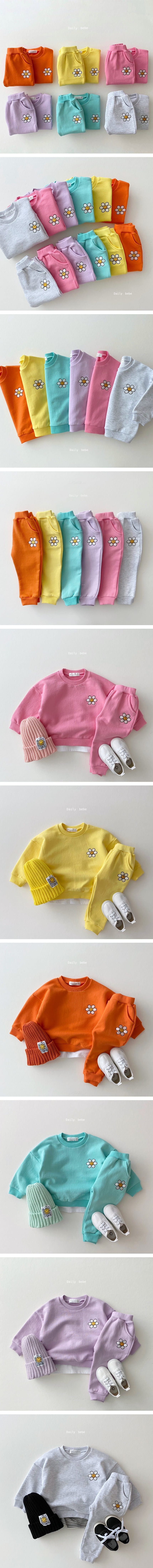 DAILY BEBE - Korean Children Fashion - #Kfashion4kids - Flower Smile Top Bottom Set