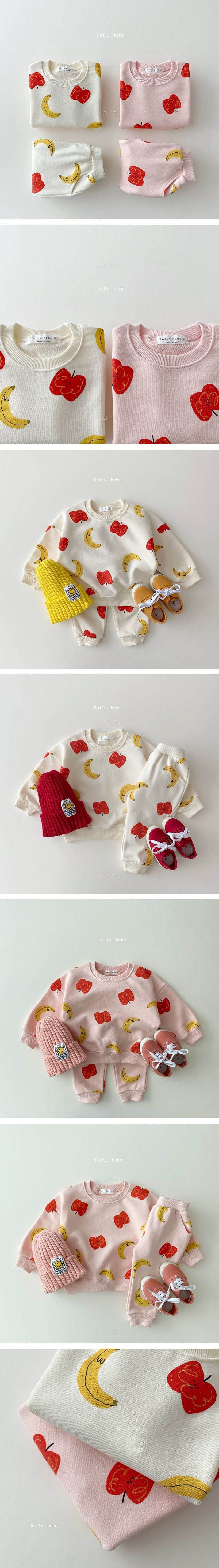 DAILY BEBE - Korean Children Fashion - #Kfashion4kids - Apple Banana Top Bottom Set