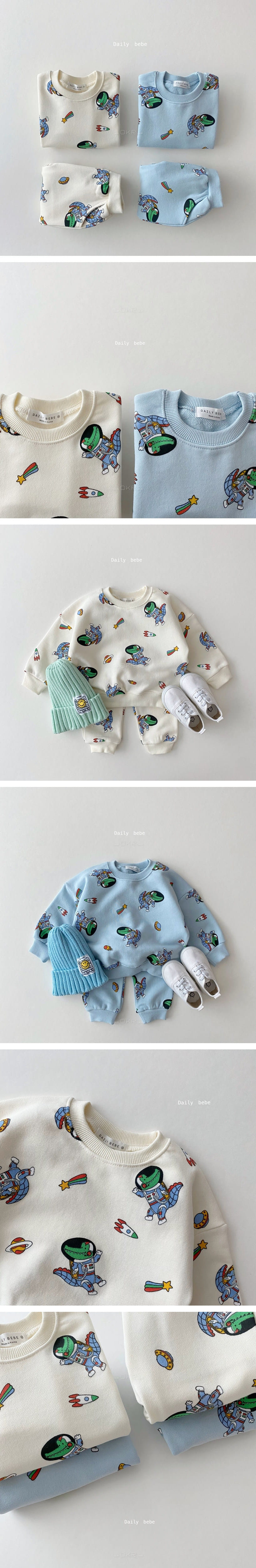 DAILY BEBE - Korean Children Fashion - #Kfashion4kids - Crocodile Universe Top Bottom Set