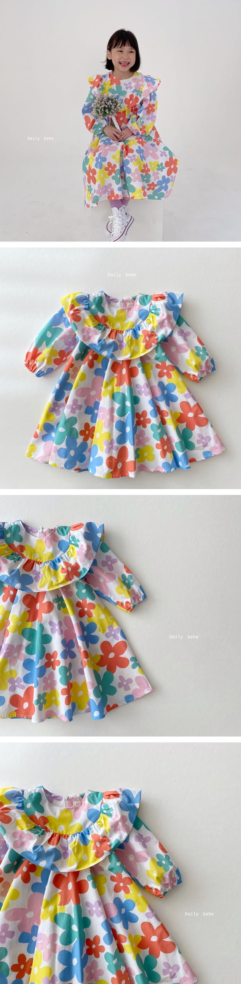 DAILY BEBE - Korean Children Fashion - #Kfashion4kids - Flower Spring One-piece