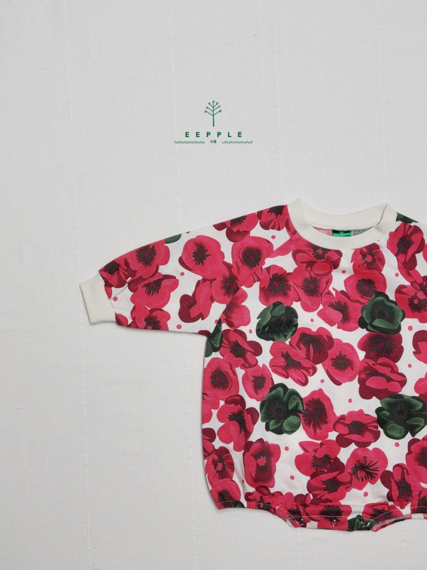 EEPPLE - Korean Children Fashion - #Kfashion4kids - Flower Sweatshirt Bodysuit - 3