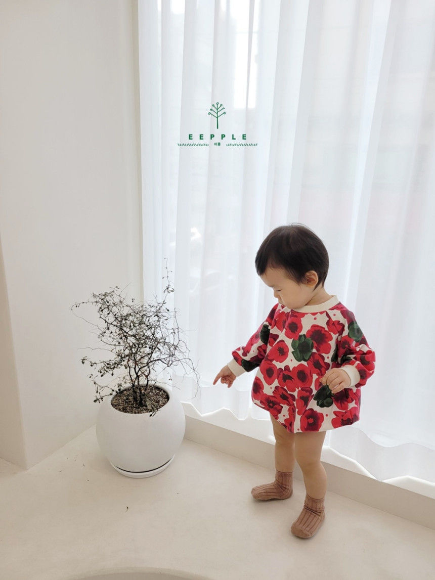 EEPPLE - Korean Children Fashion - #Kfashion4kids - Flower Sweatshirt Bodysuit - 4