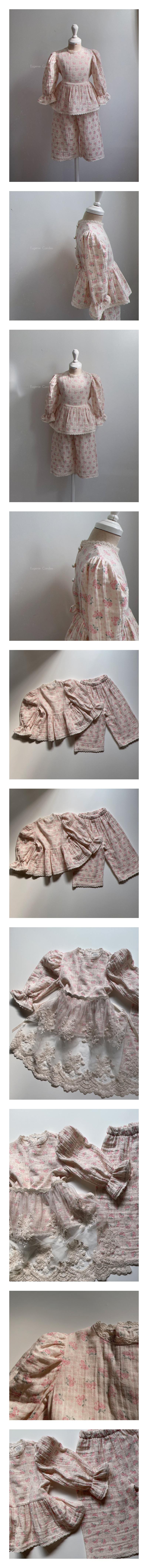 EUGENIE CANDIES - Korean Children Fashion - #Kfashion4kids - Pink Rose Top Bottom Set