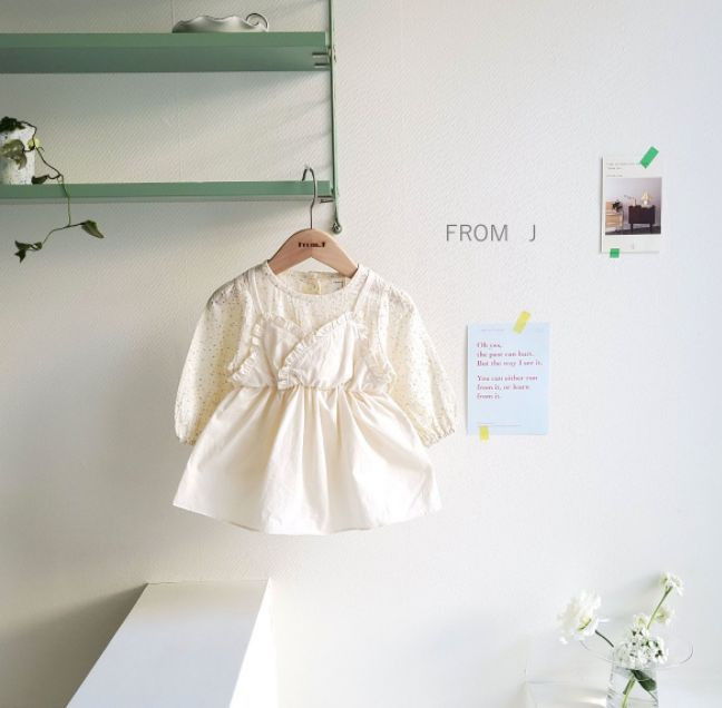 FROM J - Korean Children Fashion - #Kfashion4kids - Small Flower Apron Bodysuit