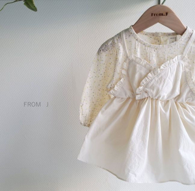 FROM J - Korean Children Fashion - #Kfashion4kids - Small Flower Apron Bodysuit - 2
