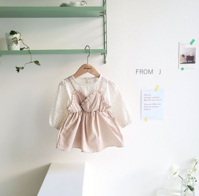 FROM J - Korean Children Fashion - #Kfashion4kids - Small Flower Apron Bodysuit - 3