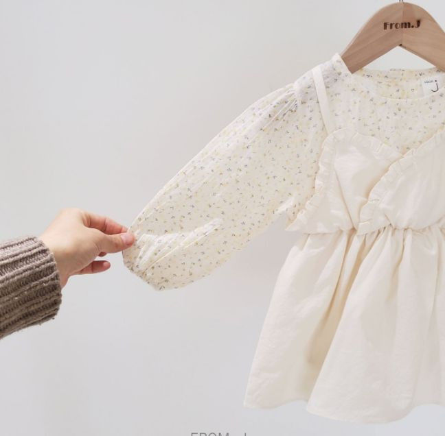 FROM J - Korean Children Fashion - #Kfashion4kids - Small Flower Apron Bodysuit - 7