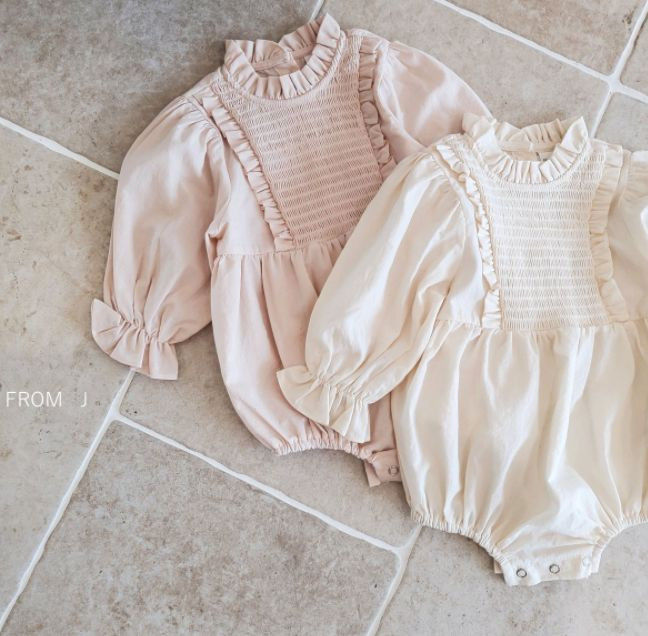 FROM J - Korean Children Fashion - #Kfashion4kids - Frill Smocked Bodysuit