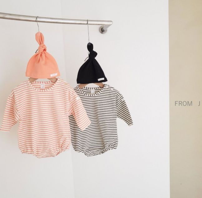 FROM J - Korean Children Fashion - #Kfashion4kids - Saint Stripes Bodysuit with Hat - 10