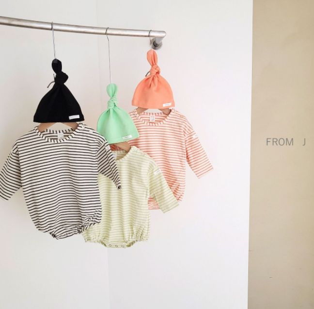 FROM J - Korean Children Fashion - #Kfashion4kids - Saint Stripes Bodysuit with Hat - 11