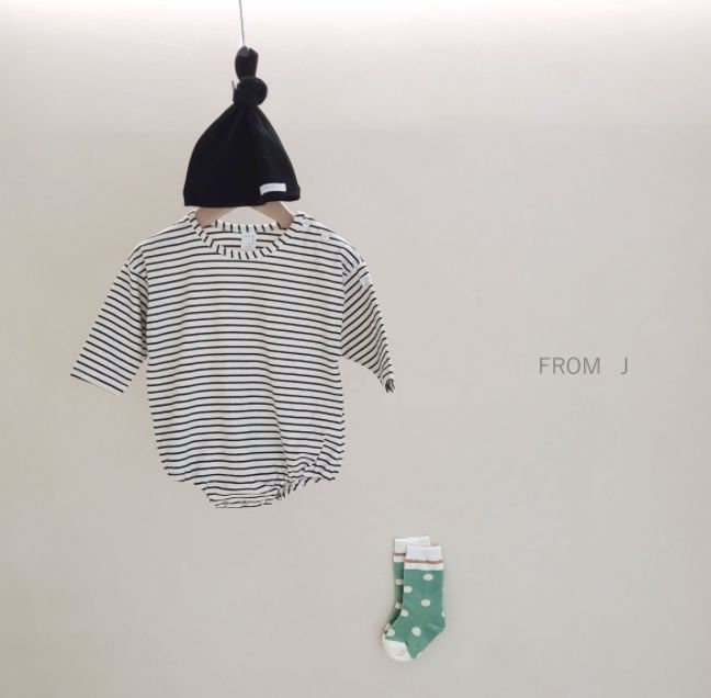 FROM J - Korean Children Fashion - #Kfashion4kids - Saint Stripes Bodysuit with Hat - 2