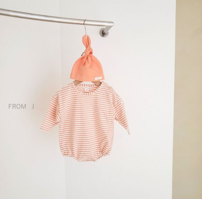 FROM J - Korean Children Fashion - #Kfashion4kids - Saint Stripes Bodysuit with Hat - 6
