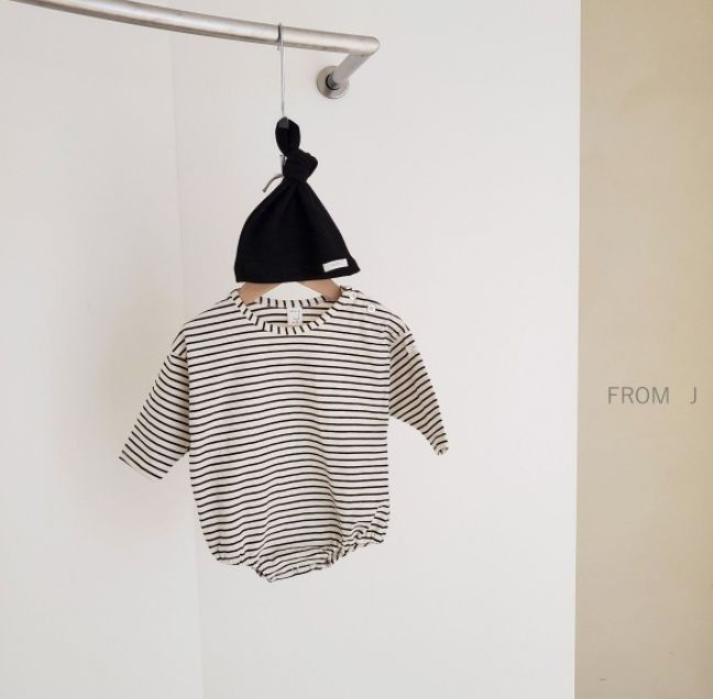 FROM J - Korean Children Fashion - #Kfashion4kids - Saint Stripes Bodysuit with Hat - 7