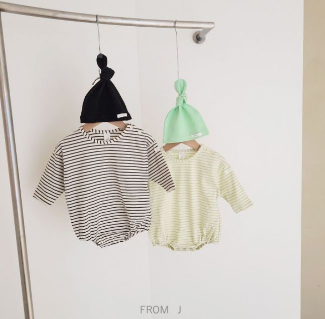 FROM J - Korean Children Fashion - #Kfashion4kids - Saint Stripes Bodysuit with Hat - 8