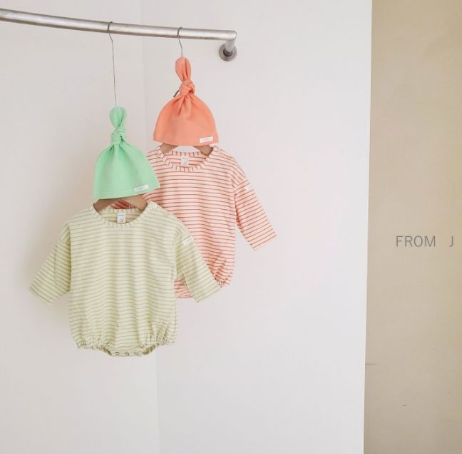 FROM J - Korean Children Fashion - #Kfashion4kids - Saint Stripes Bodysuit with Hat - 9
