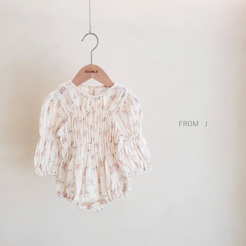 FROM J - Korean Children Fashion - #Kfashion4kids - Flower Smocked Bodysuit - 12