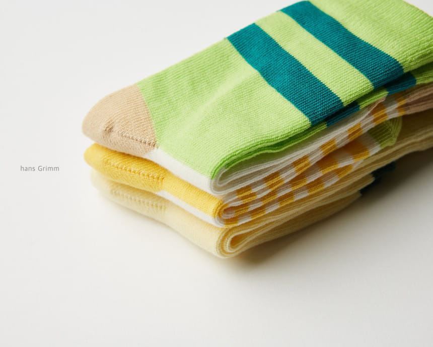 HANS GRIMM - Korean Children Fashion - #Kfashion4kids - Stripes Socks [set of 3] - 3