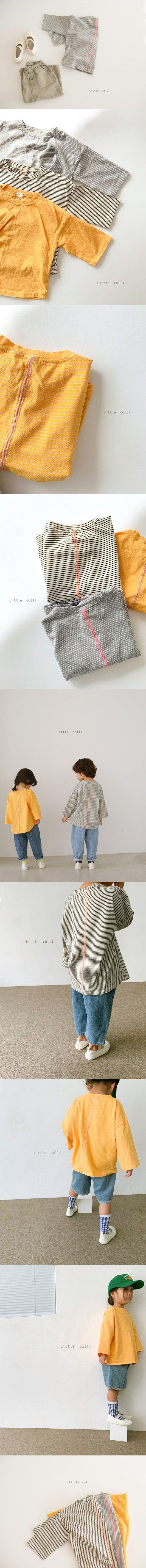LITTLE COLLI - Korean Children Fashion - #Kfashion4kids - Point Small Stripe Tee - 2