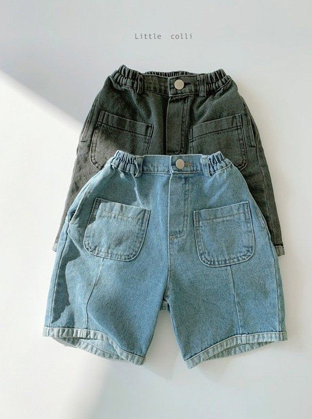 LITTLE COLLI - Korean Children Fashion - #Kfashion4kids - Half Denim Pants