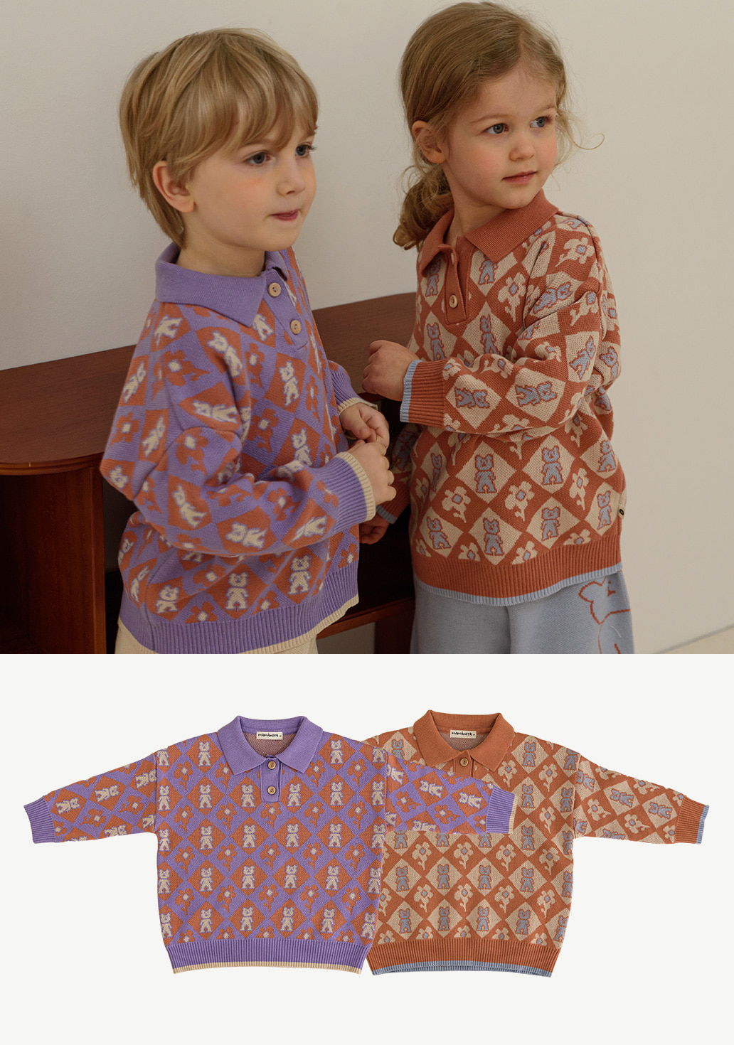 MAMANOTA - Korean Children Fashion - #Kfashion4kids - Bear Collar Knit Pullover