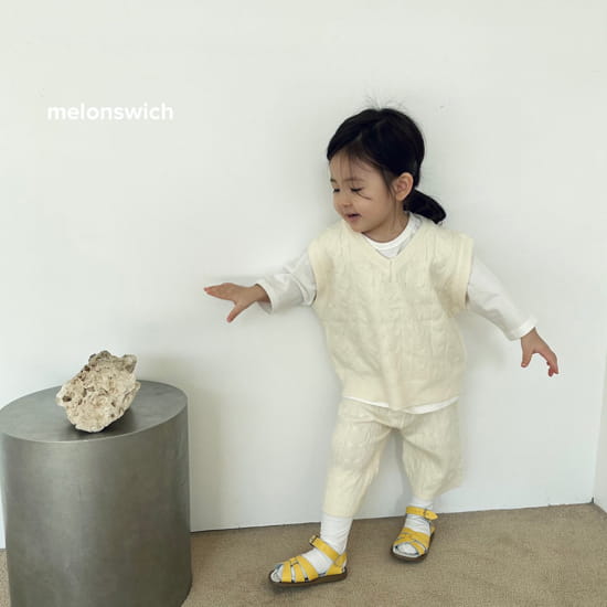 MELON SWITCH - Korean Children Fashion - #Kfashion4kids - Cream Knit Top Bottom Set - 2