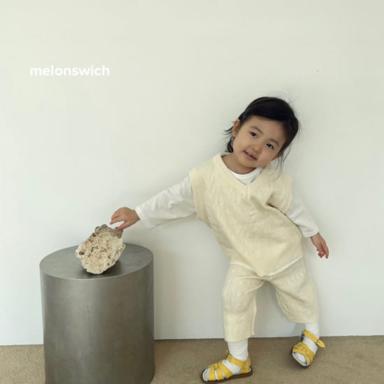 MELON SWITCH - Korean Children Fashion - #Kfashion4kids - Cream Knit Top Bottom Set - 3