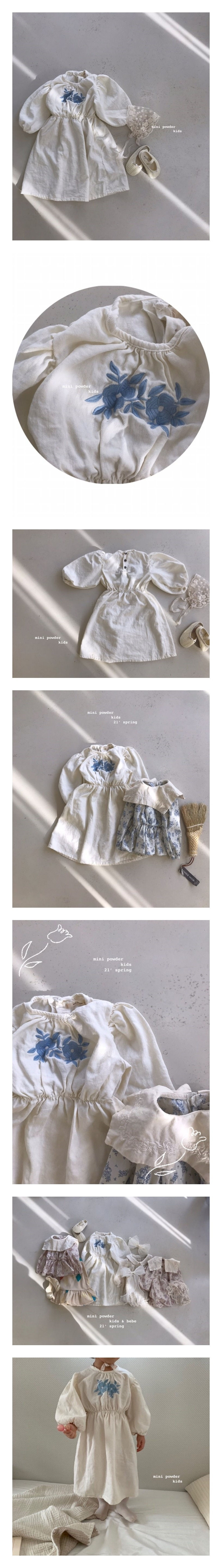 MINI POWDER - Korean Children Fashion - #Kfashion4kids - Linen Embroidery One-piece