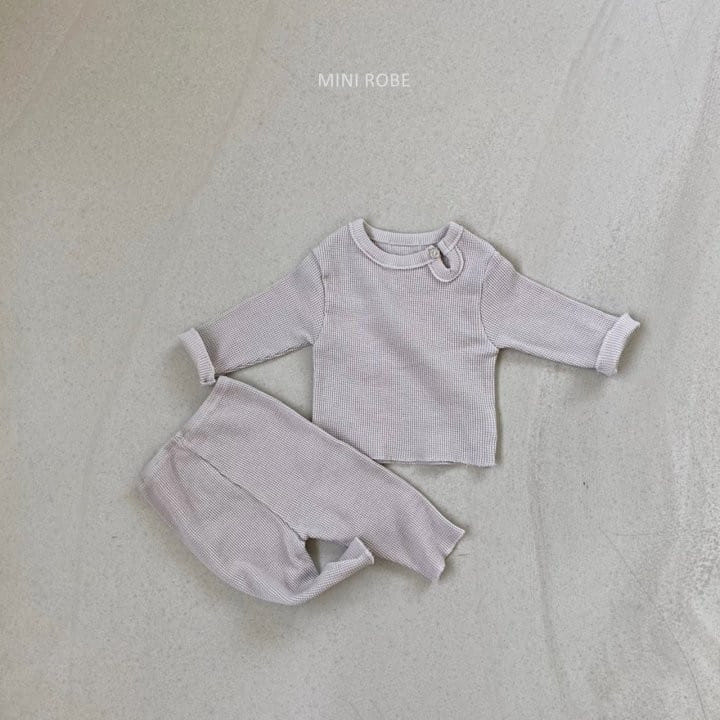 MINI ROBE - Korean Children Fashion - #Kfashion4kids - Waffle Top Bottom Set - 3
