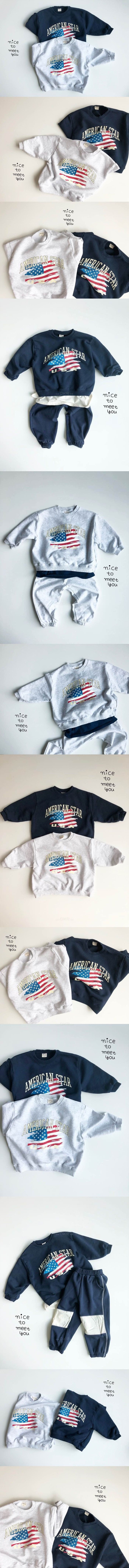 NICE TO MEET YOU - Korean Children Fashion - #Kfashion4kids - USA Star Sweatshirt