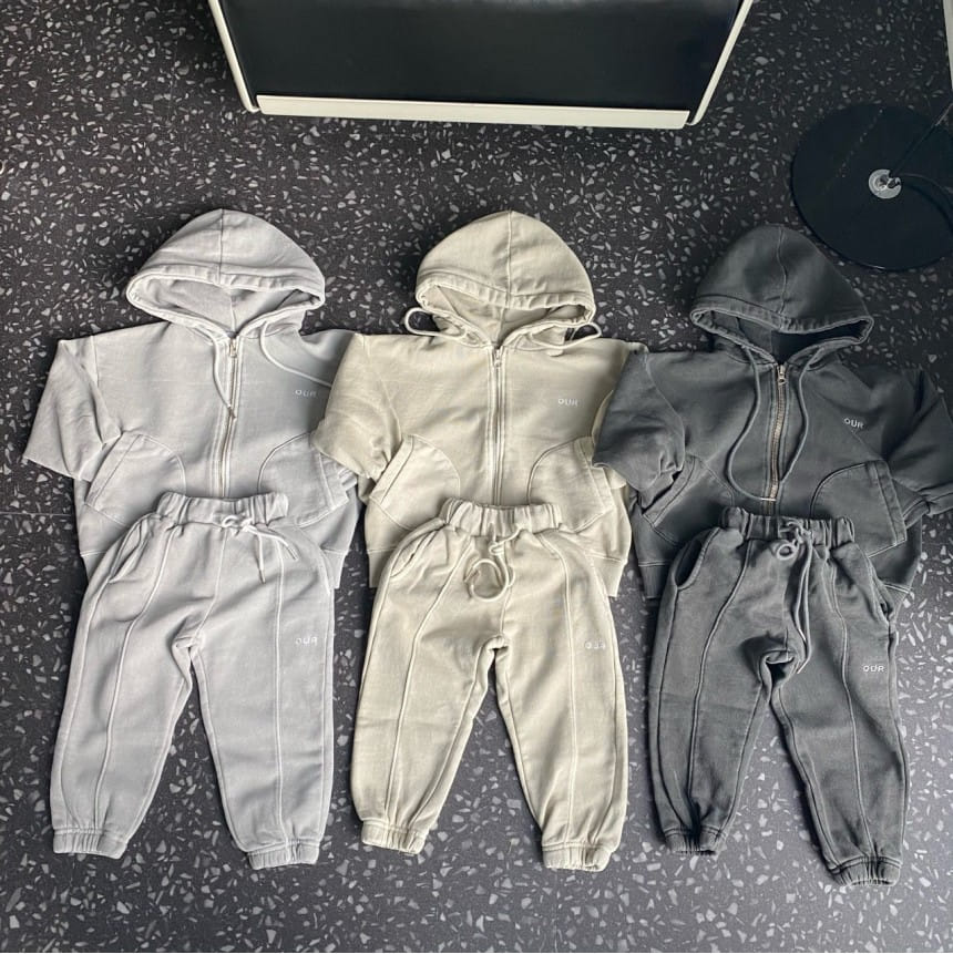 OUR - Korean Children Fashion - #Kfashion4kids - Pocket Piece Dying Top Bottom Set - 2