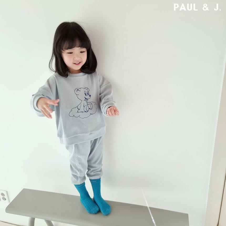 PAUL & J - Korean Children Fashion - #Kfashion4kids - Cloud Bear Top Bottom Set