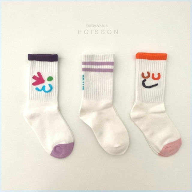 POISSON - Korean Children Fashion - #Kfashion4kids - Smile Socks [set of 3]