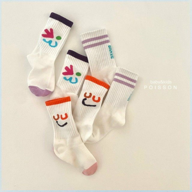 POISSON - Korean Children Fashion - #Kfashion4kids - Smile Socks [set of 3] - 10