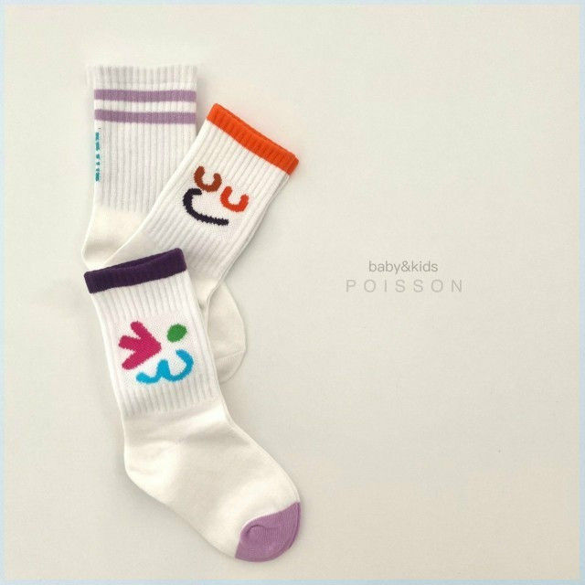 POISSON - Korean Children Fashion - #Kfashion4kids - Smile Socks [set of 3] - 9