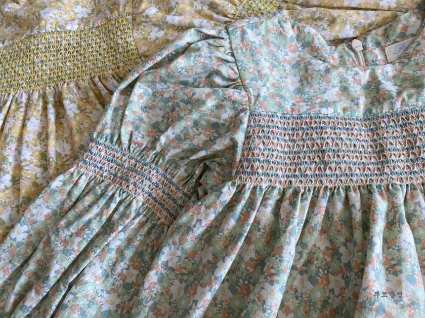 POURENFANT - Korean Children Fashion - #Kfashion4kids - Shirley Smocked One-piece