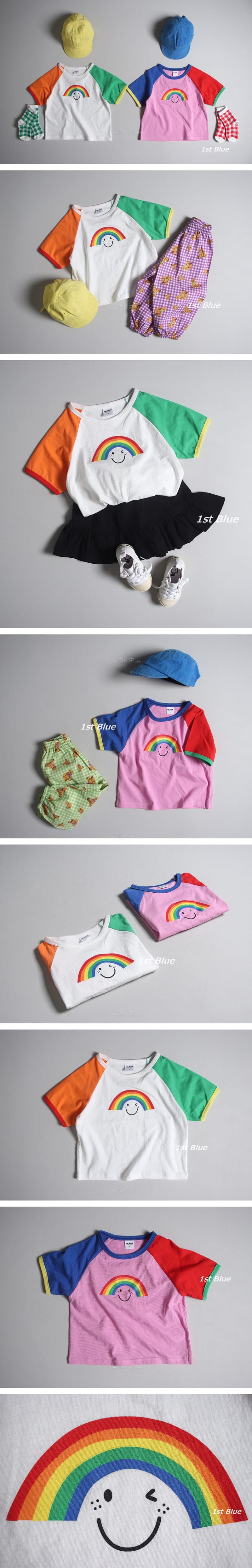 1ST BLUE - Korean Children Fashion - #Kfashion4kids - Rainbow Tee