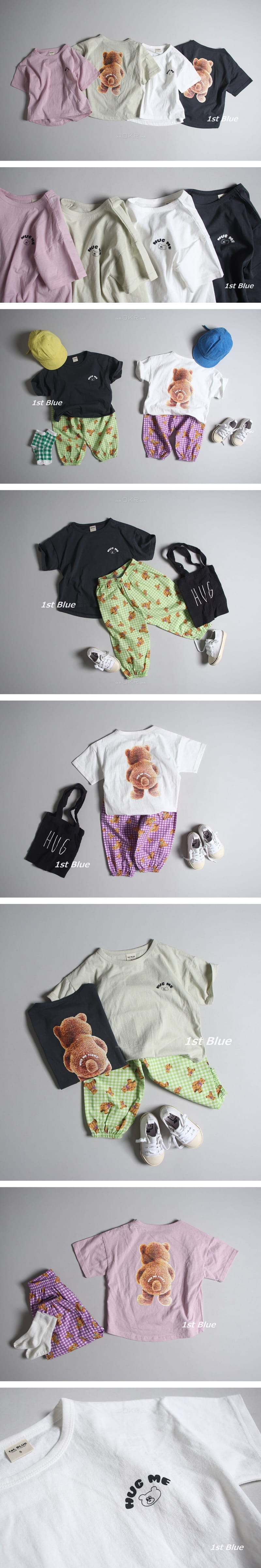 1ST BLUE - Korean Children Fashion - #Kfashion4kids - Hug Bear Tee